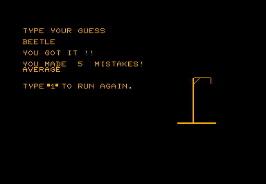 Hangman (UK) game screenshot for Commodore PET